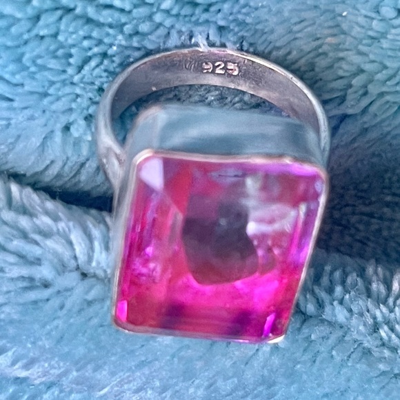 bicolor tourmaline ring size 7 in Sterling Silver artisan ethnic - Picture 5 of 7